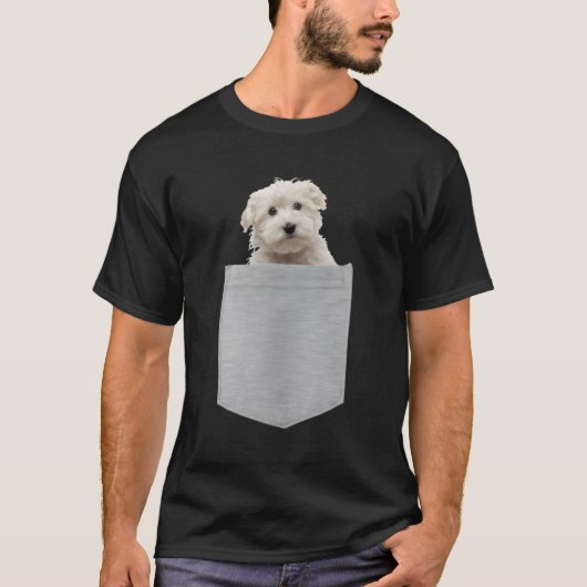 Maltese hond in je zak t-shirt (Voorkant)
