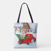 Maltese hond in kerstcadeauwagen tote bag (Achterkant)