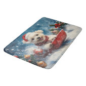Maltese hond in slee laat het sneeuwen Kerstmis Badmat (Gekanteld)