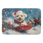 Maltese hond in slee laat het sneeuwen Kerstmis Badmat (Voorkant)