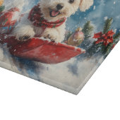Maltese hond in slee laat het sneeuwen Kerstmis Snijplank (Hoek)