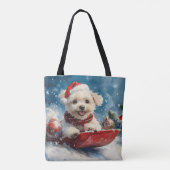 Maltese hond in slee laat het sneeuwen Kerstmis Tote Bag (Achterkant)