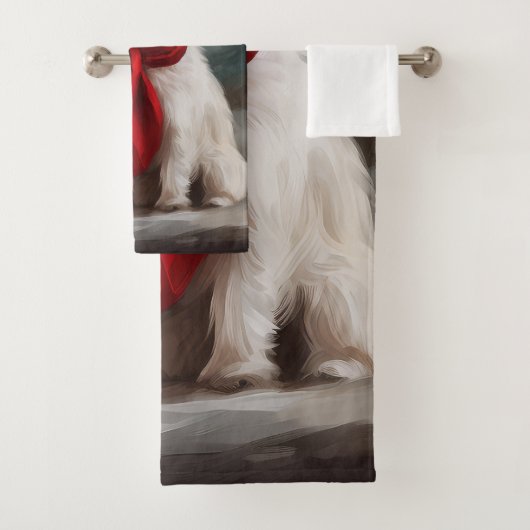 Maltese Hond in Sneeuw Kerstmis Bad Handdoek (Insitu)