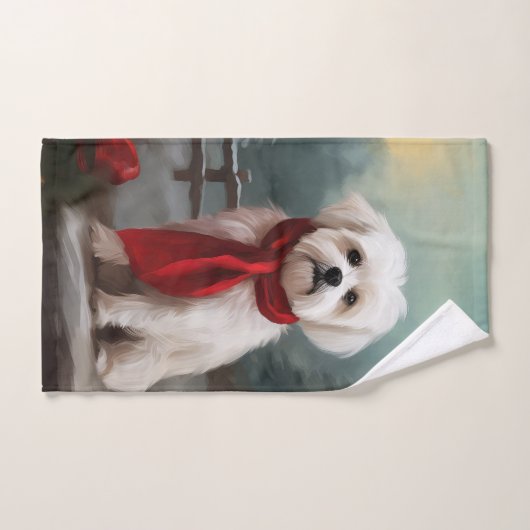 Maltese Hond in Sneeuw Kerstmis Bad Handdoek (Handdoek)
