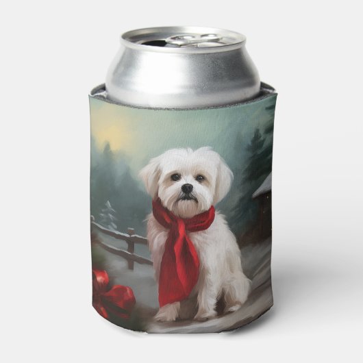 Maltese Hond in Sneeuw Kerstmis Blikjeskoeler (Blikje Voorkant)