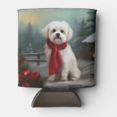 Maltese Hond in Sneeuw Kerstmis Blikjeskoeler (Voorkant)