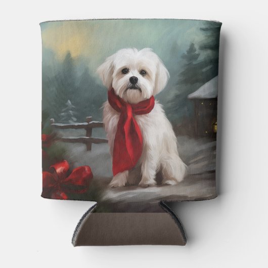 Maltese Hond in Sneeuw Kerstmis Blikjeskoeler (Voorkant)