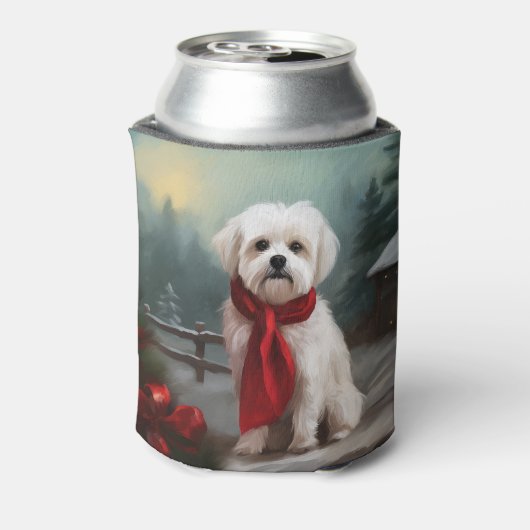 Maltese Hond in Sneeuw Kerstmis Blikjeskoeler (Blikje Achterkant)