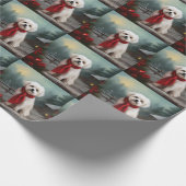 Maltese Hond in Sneeuw Kerstmis Cadeaupapier (Hoek)