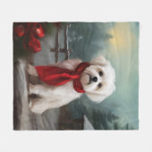 Maltese Hond in Sneeuw Kerstmis Fleece Deken (Voorkant (Horizontaal))