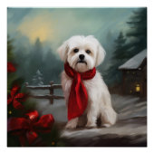 Maltese Hond in Sneeuw Kerstmis Perfect Poster (Voorkant)