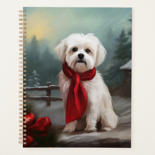 Maltese Hond in Sneeuw Kerstmis Planner (Voorkant)