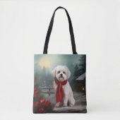 Maltese Hond in Sneeuw Kerstmis Tote Bag (Voorkant)