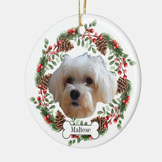 maltese hond keramisch ornament (Links)
