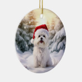 Maltese hond kerst aandenken keramisch ornament (Rechts)