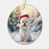 Maltese hond kerst aandenken keramisch ornament (Links)