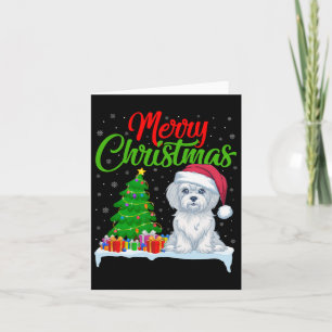 Maltese hond Kerstboom Lights Xmas Maltese hond Kaart