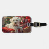 Maltese Hond Kerstfeest Bagagelabel (Voorkant horizontaal)