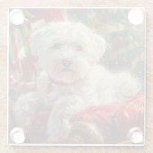 Maltese Hond Kerstfeest Glazen Onderzetter (Achterkant)