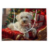 Maltese Hond Kerstfeest Groot Cadeauzakje (Voorkant)