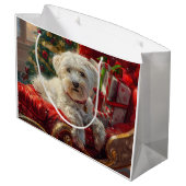 Maltese Hond Kerstfeest Groot Cadeauzakje (Achterkant Gekanteld)