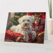 Maltese Hond Kerstfeest Kaart (Voorkant)