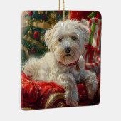 Maltese Hond Kerstfeest Keramisch Ornament (Rechts)