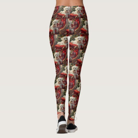 Maltese Hond Kerstfeest Leggings (Achterkant)
