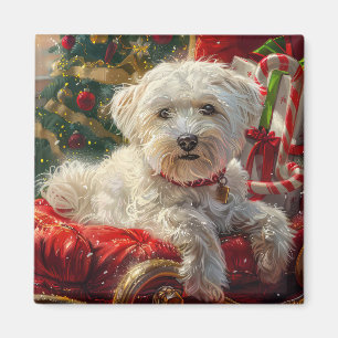 Maltese Hond Kerstfeest Magneet