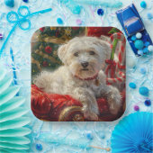 Maltese Hond Kerstfeest Papieren Bordje (Feest)