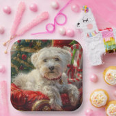 Maltese Hond Kerstfeest Papieren Bordje (Feest)