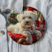 Maltese Hond Kerstfeest Ronde Button 6,0 Cm (In situ)