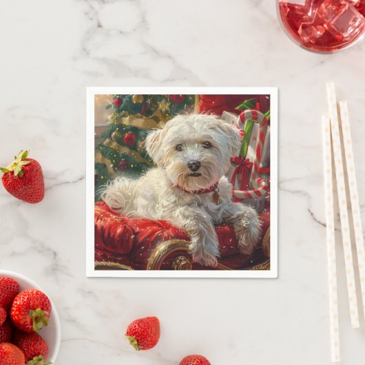 Maltese Hond Kerstfeest Servet (Insitu)