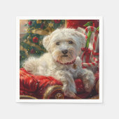 Maltese Hond Kerstfeest Servet (Voorkant)