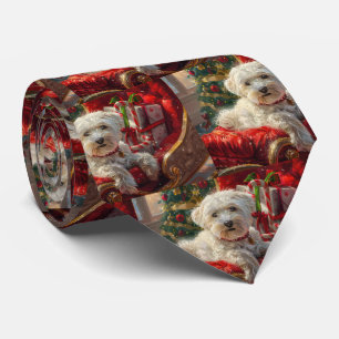 Maltese Hond Kerstfeest Stropdas