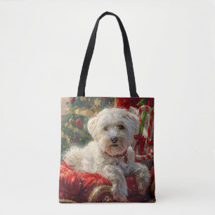 Maltese Hond Kerstfeest Tote Bag