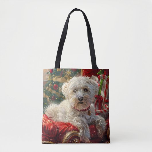 Maltese Hond Kerstfeest Tote Bag (Voorkant)