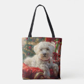 Maltese Hond Kerstfeest Tote Bag (Achterkant)