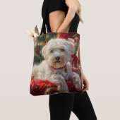 Maltese Hond Kerstfeest Tote Bag (Dichtbij)