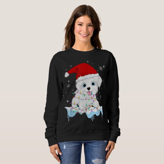 Maltese hond kerstkerstkerstkerstkerstkerstmis met trui (Voorkant volledig)