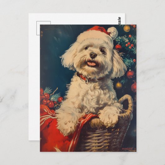 Maltese hond Kerstmis Briefkaart (Voorkant / Achterkant)