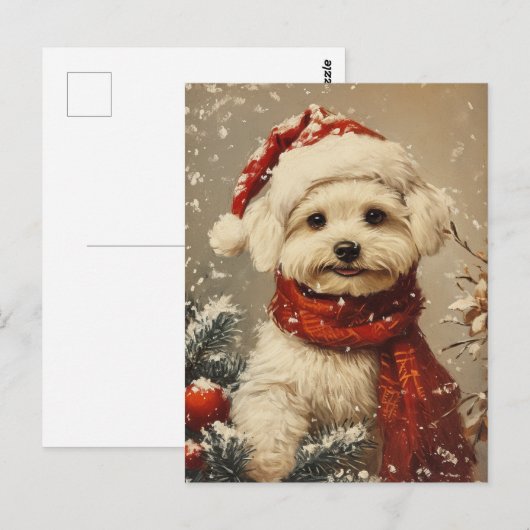 Maltese hond Kerstmis Briefkaart (Voorkant / Achterkant)