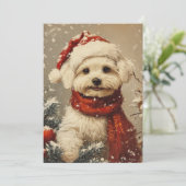 Maltese hond Kerstmis Feestdagenkaart (Staand voorkant)