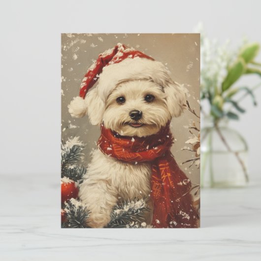 Maltese hond Kerstmis Feestdagenkaart (Staand voorkant)