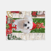 Maltese hond Kerstmis Fleece Deken (Voorkant (Horizontaal))