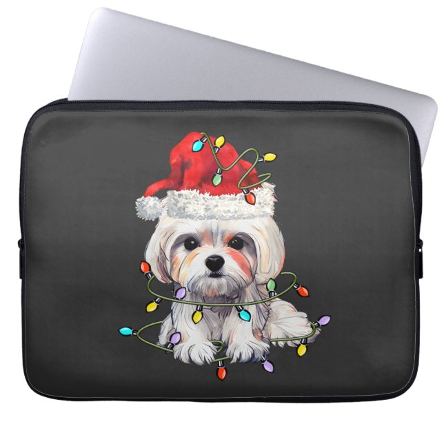 Maltese hond Kerstmis, kerstmis Maltezer hond Laptop Sleeve (Voorkant)