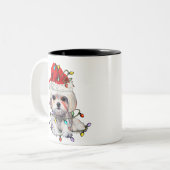 Maltese hond Kerstmis, kerstmis Maltezer hond Tweekleurige Koffiemok (Voorkant links)