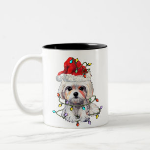 Maltese hond Kerstmis, kerstmis Maltezer hond Tweekleurige Koffiemok