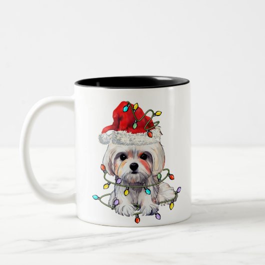 Maltese hond Kerstmis, kerstmis Maltezer hond Tweekleurige Koffiemok (Links)