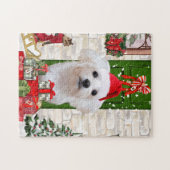 Maltese hond Kerstmis Legpuzzel (Horizontaal)